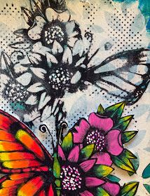 PaperArtsy: 2020 #13 We grow great by Dreams with Tracy Scott Stamps {by Lynn Good} Tracy Scott, Paper Artsy, Paint Stencils, Butterfly Images, Paper Snowflakes, Yellow Submarine, Coloured Pencils, Art Journal Pages, Color Blending