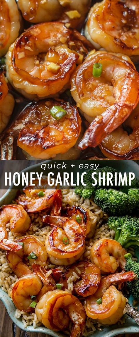 Easy Honey Garlic Shrimp, Cooked Shrimp Recipes, Shrimp Broccoli, Honey Garlic Shrimp, Resep Seafood, Shrimp Recipes Healthy, Quick Healthy Dinner, Sally's Baking, Shrimp Recipes For Dinner