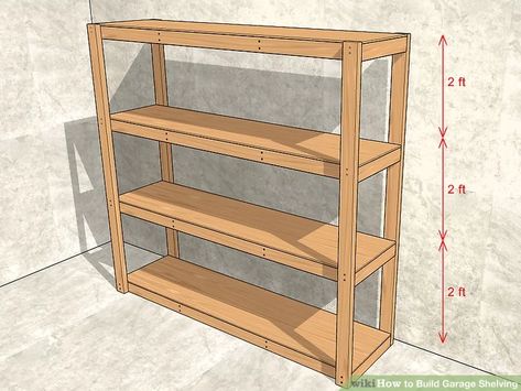 Wooden Garage Shelves, Homemade Shelves, Basement Storage Shelves, Build Garage, Shed Shelving, Building Shelves, Wood Storage Shelves, Garage Storage Inspiration, Large Garage