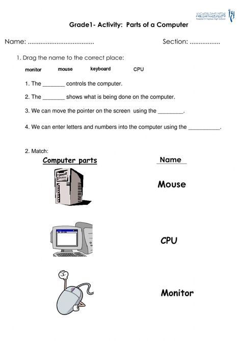 Computer Worksheet For Class 3, Computer Work Sheet For Class 2, Ict Worksheets For Grade 1, Computer Worksheet For Class 1, Computer Worksheet, Computer Exam, Phonic Sounds, Computer Science Lessons, Scratch Programming