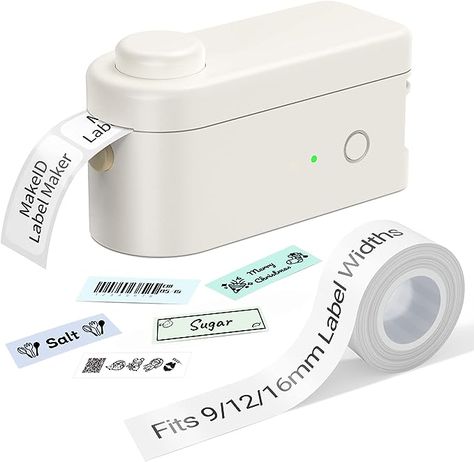 Amazon.com : Makeid Label Maker Machine with Tape - Compatible with 9/12/16mm Waterproof Tape, Portable & Rechargeable Label Makers with Built-in Cutter Wireless Label Printer Compatible with Android & iOS Devices : Office Products Diy Pantry Labels, Print Labels, Label Makers, Label Maker Machine, Numbers Symbols, Sticky Labels, Waterproof Tape, Best Computer, Thermal Labels