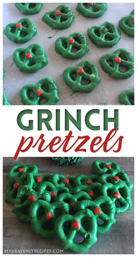 Grinch Pretzel Bites, Xmas Goodies Holiday Treats, Kids Holiday Treats For School, Grinch Food Ideas Snacks, Kids Christmas Treats Easy, Red And Green Foods For Christmas, Kids Holiday Desserts, High School Musical Themed Snacks, Grinch Themed Meals