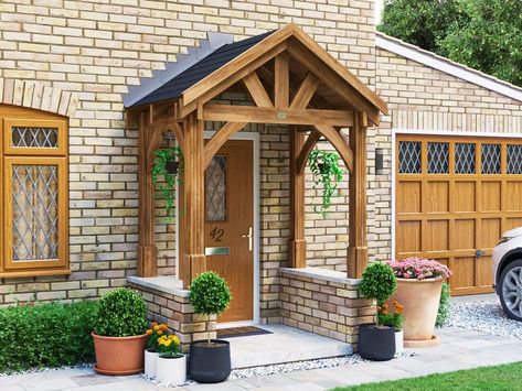 Door Canopy Porch, Small Garden Office, Small Summer House, Garden Office Shed, Front Door Canopy, Porch Canopy, Porch Kits, House Porch, Cottage Porch