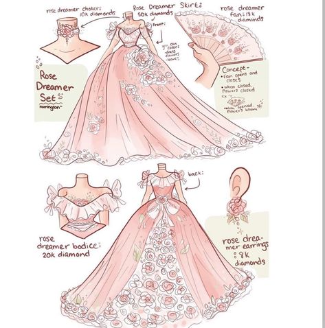 Royal High Set Concepts, Dress Concept Art, Sleeping Beauty Dress, Aesthetic Roblox Royale High Outfits, Royal Outfits, Royale High, Dress Drawing, Valentines Outfits, Beauty Dress