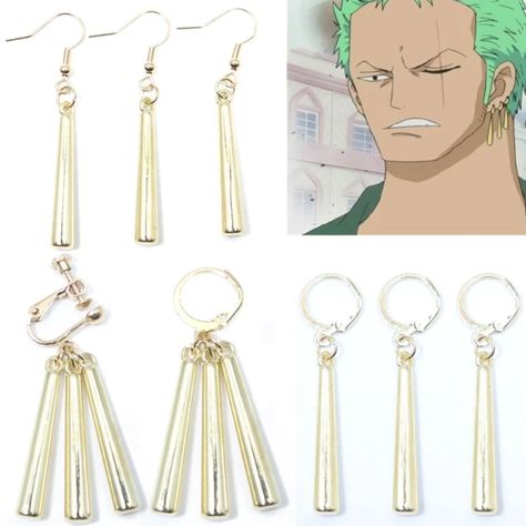 Zoro Earrings, Men Cosplay, Anime Earrings, Stud Earrings Unique, Anime Jewelry, Stylish Earrings, Ear Clips, Anime Accessories, Male Cosplay