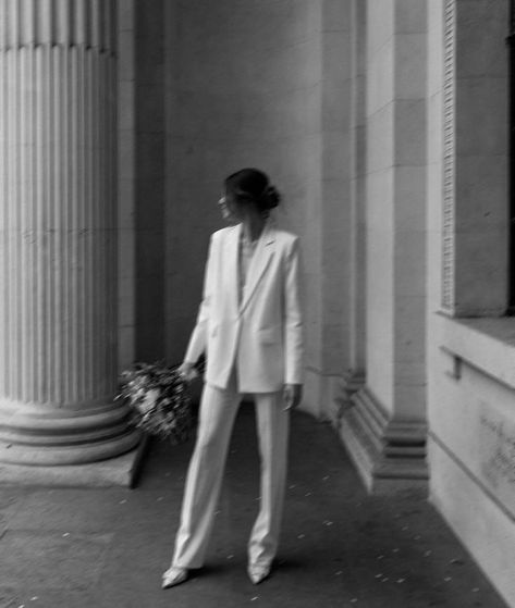 Courthouse Marriage, Wedding Suits For Bride, Nyc City Hall Wedding, City Hall Wedding Dress, Wedding Walk, Women Suits Wedding, City Bride, City Hall Wedding, White Suit