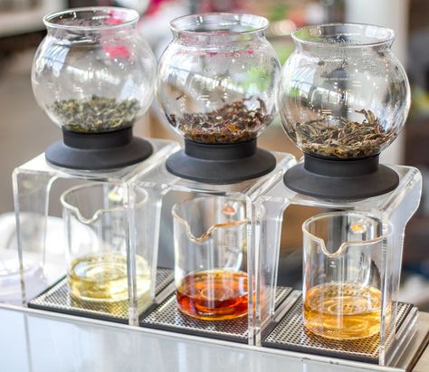 Tea People tea flight. Tea Shop Display, Tea House Aesthetic, Tea Shop Decor, Japanese Tea Shop, Tea Room Interior, Tea Store Design, Russian Honey Cake, Tea Stand, Tea Boutique