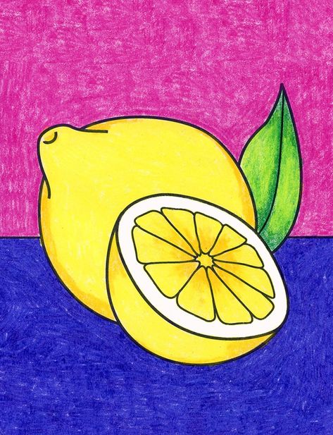 Summer Drawing For Kids, Lemon Drawing Simple, Candle Coloring, Lemon Drawing, Candle Tutorial, Summer Drawings, Pear Art, Fruits Drawing, Lemon Art