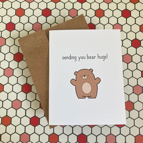 Sending You Bear Hugs! - Greeting Card - Love - Encouragement- Condolences - Just Because - Bear Bear Hug Card, Diy Condolence Cards, Diy Miss You Cards, Cards Just Because, Greeting Card Ideas For Best Friend, Love Letter Card Design, Cute Animal Cards, Just Because Cards Diy, Sorry Cards Handmade