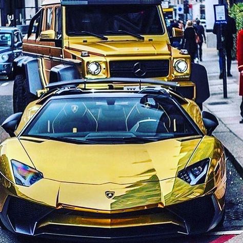 Rich Life...! Golden Lamborghini vs Benz ...! . . . #bentley #lamborghini #bugatti #aventador #ferrari #mustang #camaro #toyota #lexus #porsche #audi #benz #bmw #jaguar #rangerover #rollsroyce #ford #shevrolet #lux #luxury #luxurylife #richlife #photography #sls #yacht #beach #supercar #love #lovely #motorcycles by life.is.luxury Cavo Tagoo Mykonos, Luxury Car Photos, Rich Kids Of Instagram, Gold Car, New Sports Cars, Lamborghini Cars, Pet Tiger, Super Luxury Cars, Rich Kids