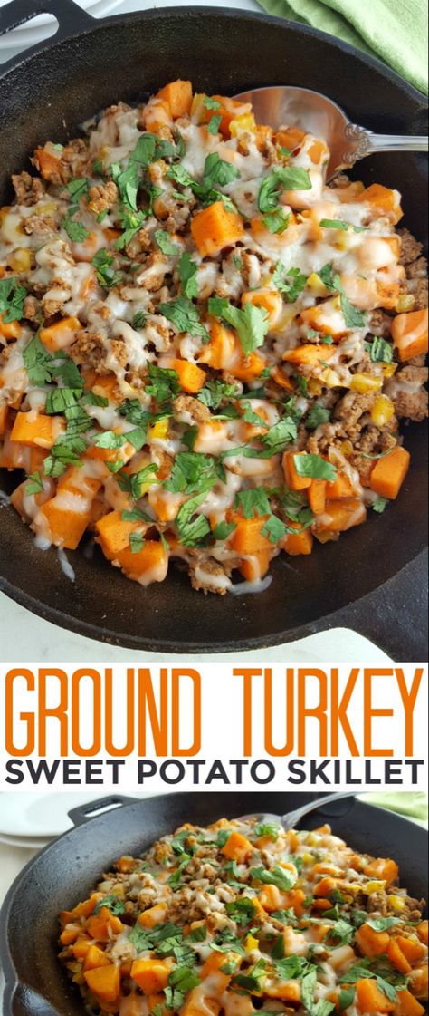 Ground Turkey And Sweet Potato, Ground Turkey Sweet Potato Skillet, Turkey Sweet Potato Skillet, Ground Turkey Sweet Potato, Turkey And Sweet Potato, Sweet Potato Skillet Recipes, Crunchwrap Recipe, Turkey Sweet Potato, Spaghetti Recipes Easy