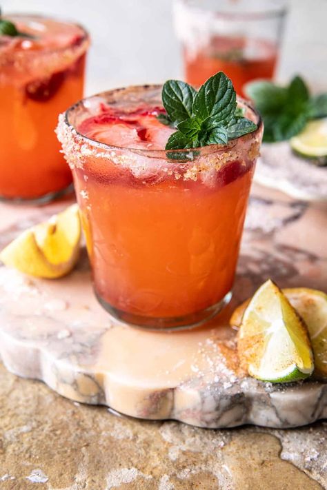 Strawberry Aperol Margarita, Aperol Margarita, Yummy Cocktails, Peach Margarita, Half Baked Harvest Recipes, Orange Liquor, Mango Mojito, Watermelon Margarita, Refreshing Summer Cocktails