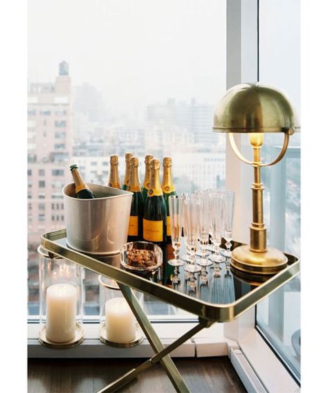 Bar Cart Inspiration from Pinterest. - Dujour Holiday Bar, Bar Cart Styling, Champagne Bar, Home Bar Decor, Cool Bars, Mini Bar, Ping Pong, Bars For Home, Home Bar