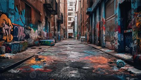 Run down city street reveals poverty and vandalism generated by AI Run Down City, Down Town Aesthetic, Town Aesthetic, Book Mood, Down Town, City Street, City Aesthetic, The Run, City Streets