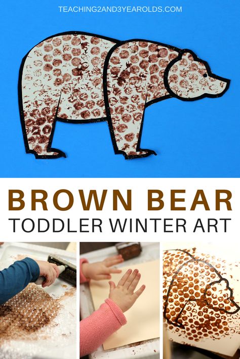 Toddlers can create a brown bear by rolling paint onto free printable bear and bubble wrap. A fun winter activity that also strengthens fine motor skills! Bear Art For Toddlers, Bear Activities Preschool, Brown Bear Brown Bear Activities, Brown Bear Art, Bears Preschool, Art For Toddlers, Teddy Bear Crafts, Teddy Bear Theme, Winter Activity