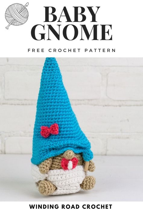 Gnome Baby Shower Ideas, Gnome Free Pattern, Crochet Gnomes Pattern Free, Winding Road Crochet, Wool Toys, Crochet Gnomes, Gnome Crafts, Crochet Nursery Decor, Crochet Gnome