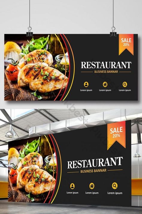 restaurant banner design template#pikbest#Templates#Others#Others Social Media Graphics Templates, Restaurant Banner Design Ideas, Simple Banner Design, Restaurant Banner Design, Restaurant Banner, Carnicerias Ideas, Bar Banner, Flex Banner Design, Restaurant Advertising