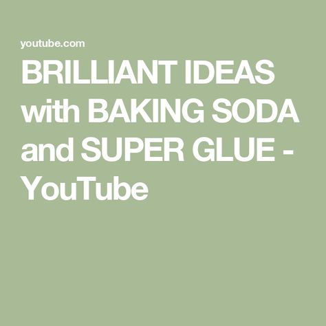 BRILLIANT IDEAS with BAKING SODA and SUPER GLUE - YouTube Super Glue And Baking Soda, Baking Soda Hacks, Fun Diy Projects, Diy Science Experiments, Bicarbonate Of Soda, Ideas Videos, Diy Science, Old Tools, Diy Youtube