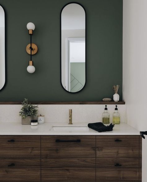 Green And Wood Bathroom, Wood Bathroom, Dark Green, Wood, Green