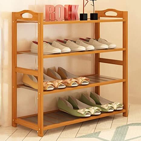 ZXY-ISSLO Expandable 4 Tier Shoe Rack for Closets Storage Organizer Entryway Shelf with 12 Mesh Side Pockets, BronzeNAN 4- Layer Shoe Rack Saves Space Simple Storage Stand Modern Wooden Frame Door Entrance Hall Balcony Entrance Home OrganizationM Shoe Rack Modern, Cabinet Tower, Entrance Storage, Wooden Shoe Storage, Diy Shoe Storage, Organizer Cabinet, Bamboo Shoe Rack, Wooden Shoe Racks, Shoe Storage Rack