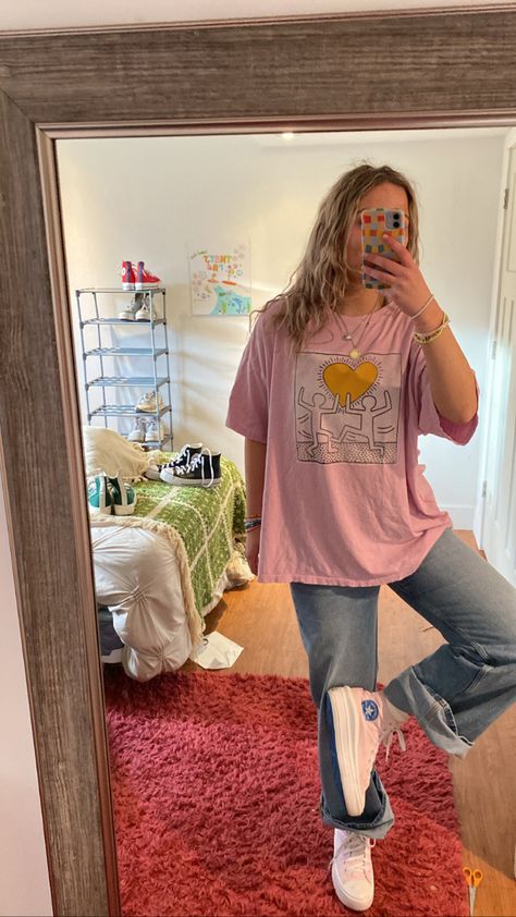 Dutch Bros Employee Outfit, Put Together Aesthetic Outfit, Pink Granola Girl Aesthetic, Spring School Fits, Warm Weather Outfits For School, Spring Fits For School, Spring School Outfits, School Summer Outfits, Modest Fits