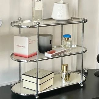 Chrome Beige Organizer Shelf – OnShelf Dressing Table Organisation, Organizer Shelf, Apartment Aesthetic, Cute Bedroom Decor, Bathroom Items, Apartment Decor Inspiration, Dream Apartment, House Room, Apartment Inspiration