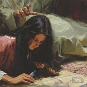 picture of mary magdalene washing jesus feet | Jesus anointed at Bethany, by James Woodward. Mary Of Bethany, Pictures Of Mary, St Mary Magdalene, Women Of The Bible, Maria Magdalena, The Apostles, A Course In Miracles, Prophetic Art, Bible Pictures