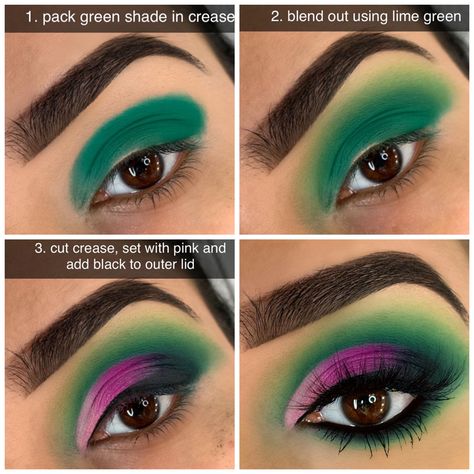 Complimentary Eyeshadow Colors, Purple And Green Eyeshadow Looks Step By Step, December Makeup, Green Eyeshadow Looks, Eyeshadow Looks Step By Step, Eye Makeup Guide, Eyeshadow Styles, Eyeshadow Ideas, Pretty Eye Makeup