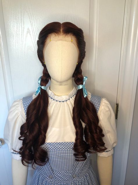 The Wizard of Oz Dorothy Human Hair Wig - Etsy Dorothy Wizard Of Oz Hair, Dorthy Wizard Of Oz Hair And Makeup, Dorothy Hair Wizard Of Oz, Dorothy Wizard Of Oz Makeup, Dorothy Hairstyle, Dorothy Makeup Wizard Of Oz, Dorothy Aesthetic, Wizard Of Oz Fashion, Dorothy Makeup