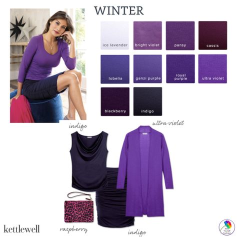 Shades of purple #shadesofpurple #purple https://www.style-yourself-confident.com/shades-of-purple.html Jewel Winter, Deep Winter Palette Outfits, Bright Winter Outfits, True Winter Color Palette, Color Analysis Summer, Cool Winter Color Palette, Deep Winter Palette, Deep Winter Colors, Winter Palette