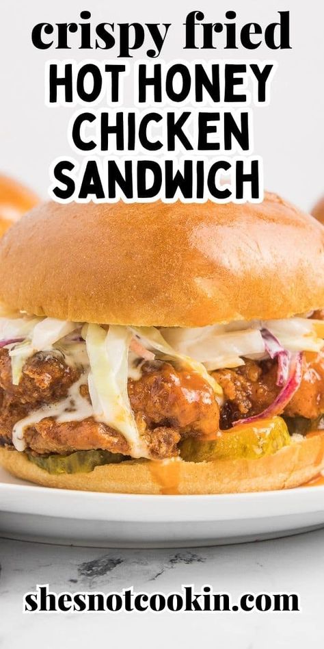 Hot Honey Chicken Sandwich, Hot Honey Fried Chicken, Honey Chicken Sandwich, Hot Honey Sauce, Honey Fried Chicken, Hot Honey Chicken, Chicken Sandwich Recipe, Spicy Fried Chicken, Panini Recipes