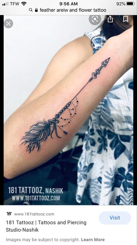 Feather Arrow Tattoo, Lotusblume Tattoo, Arrow Tattoos For Women, Arrow Tattoo Design, Feather Tattoo Design, Tattoos For Women Half Sleeve, Cool Forearm Tattoos, Forearm Tattoo Women, Tatuaje A Color