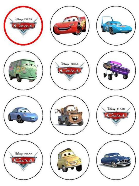 Cars Trucks Birthday Party, Disney Cars Cupcakes, Cars Movie Characters, Disney Cars Cake, Cars Cupcakes, Car Cake Toppers, Character Cupcakes, Cupcake Images, Disney Cars Birthday