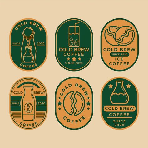 Coffee Labels Design, Cold Brew Design, Logo Coffee Design, Coffee Design Ideas, Food Label Design, Label Logo Design, Coffee Label Design, Coffee Logo Design, Hipster Cafe