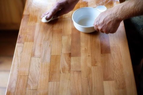 How to Refinish a Butcher Block (with Pictures) | eHow Block Countertops Butcher, Stain Butcher Block Countertops, Stain Butcher Block, Butcher Block Stain, Stained Butcher Block, Countertops Butcher Block, Butcher Block Countertops Kitchen, Kitchen Butcher Block, Butcher Block Tables