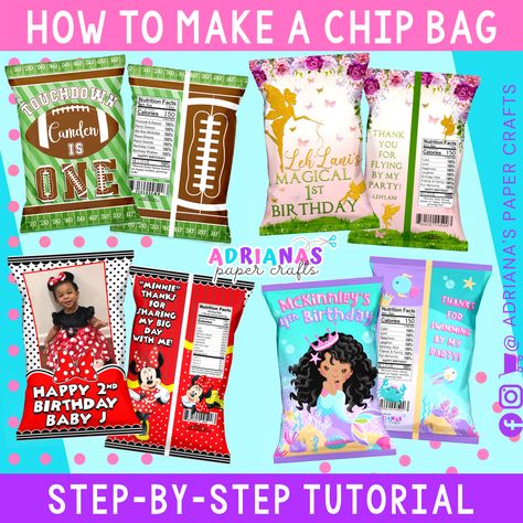 How To Make Chips, Diy Party Bags, Custom Chip Bags, Diy Sac, Diy Party Favors, Birthday Bag, Custom Party Favors, Black Color Hairstyles, Color Hairstyles