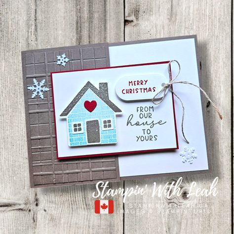 Hand Stamped Sentiments Challenge # 451- Colour Challenge | Stampin With Leah Stampin Up Humble Home Christmas Cards, Coming Home Stampin Up Cards, Winter Handmade Cards, 2024 Stampin Up Christmas Cards, Stampin Up Humble Home Cards, Stampin Up Humble Home, Humble Home Stampin Up Cards, New House Cards, Christmas Stampin Up Cards