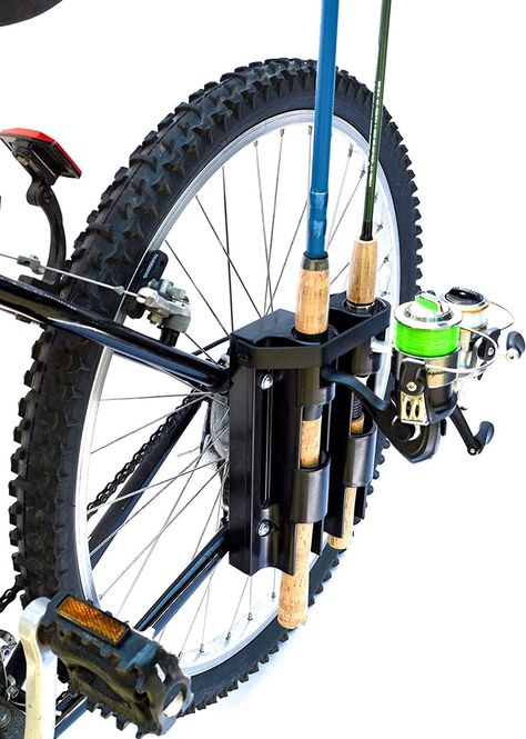 Bike Fisherman - Bike Fishing Rod Holder   Holds Two Rods   Safely Bike with Your Fishing Poles Tightly Secured   Easy Clamp on Rod Carrier for Bicycle Fishing Hunting Gadgets, Fishing Rod Carrier, Fishing Gadgets, Fishing Pole Holder, Fishing Storage, Fishing Poles, Fishing Backpack, Rod Rack, Gear Rack