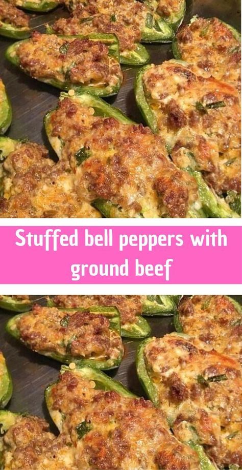 Your family members and friends would really love this recipe. It is a very great idea for dinner every day of the week. This a colorful recipe thanks to the red, orange and yellow peppers. In addition to this, these stuffed bell peppers are so savory. The use of different herbs adds a special kick to the dish. The combination between the ground beef, rice, softened peppers and sprinkles of cheese on top makes this dish very soft in texture. Low Carb Chicken Soup, Ground Beef Recipes Mexican, Easy Beef Enchiladas, Easy Ground Beef Recipes, Beef Recipes For Dinner Easy, Recipes For Dinner Easy, Recipes With Ground Beef, Easy Ground Beef, Beef Rice