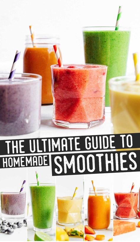 The ultimate guide for how to make a smoothie (using any ingredient you have on hand in your kitchen!) + 9 easy smoothie recipes! These healthy smoothie ideas make a great, flavor packed on the go breakfast or snack. Perfect for the whole family! #smoothie #drink #beverage #breakfast #vegan #glutenfree Chocolate Avocado Smoothie, Easy Breakfast Smoothies, Smoothie Guide, Smoothie Ideas, Brown Sugar Recipes, Homemade Smoothies, Breakfast Vegan, Breakfast Smoothie Recipes, How To Make Smoothies