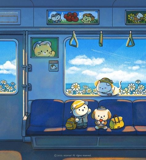 Cartoon Traveling, Tram Drawing, Train Drawing, Train Illustration, Book Illustration Design, 귀여운 음식 그림, Train Art, Cute Food Drawings, Cartoon Wall