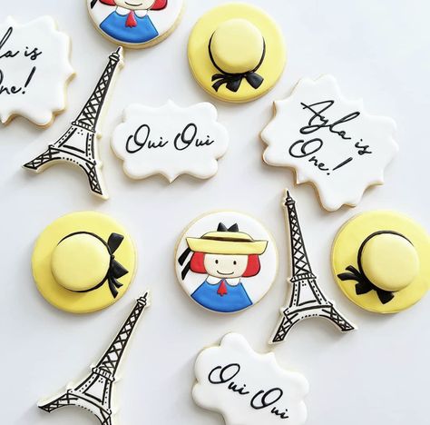 Paris Cookies, Madeline Cookies, Cartoon Cookie, Paris Birthday, Third Birthday Party, 2nd Birthday Party Themes, Birthday Party Theme Decorations, Paris Party, Instagram Happy Birthday