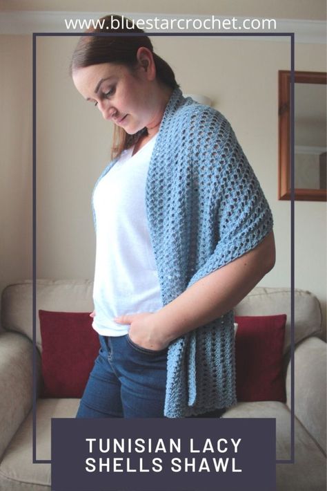 tunisian crochet lace shawl Tunisian Crochet Wrap, Lacy Tunisian Crochet Stitches, Tunisian Crochet Wrap Pattern Free, Tunisian Shawl Free Pattern, Tunisian Crochet Shawl Patterns Free, Tunisian Shawl, Tunisian Crochet Lace, Tunisian Crochet Shawl, Entrelac Crochet