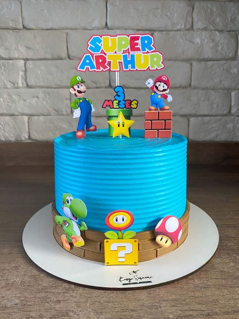 Bolo mario bros Bolo mesversario menino Bolo Mario Bros, Ghost Food, Mario Bros., Super Mario Bros, Mario Bros, Super Mario, First Birthdays, Mario, Flash