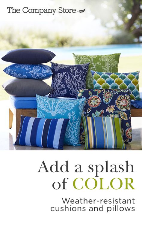 Durable, all-weather fabric and well-appointed style make these outdoor cushions and pillows an easy choice. Available in eye-catching colors and patterns, they’re sure to give your patio furniture a fresh look. Make the most of your outdoor space at The Company Store. Garden Floor Plan, Beach Patio, Garden Floor, Furniture Logo, Interior Bedroom, The Company Store, Outdoor Cushions And Pillows, Outdoor Patio Decor, Tabletop Decor