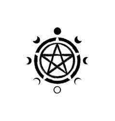 Triple Moon Pentacle Tattoo, Tattoo Star And Moon, Pentacle Tattoo, Mystic Logo, Moon Pentacle, Moon Vector, Wiccan Symbols, Circle Symbol, Phases Of The Moon