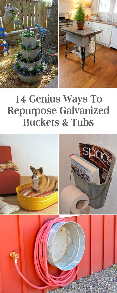 DIY Projects Archives - Page 2 of 6 - DIY Roundup Galvanized Decor, Bucket Ideas, Galvanized Buckets, Galvanized Tub, Deco Champetre, Upcycle Repurpose, Tub Ideas, Wash Tubs, Repurposed Items