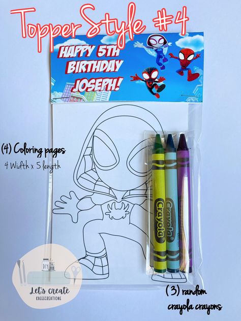 Spidey And His Amazing Friends Goodie Bags, Friends Party Favors, Tweety Bird Drawing, Spidey Birthday, Birthday 2023, Spidey And His Amazing Friends, Custom Birthday Banners, Bird Drawing, Happy 5th Birthday