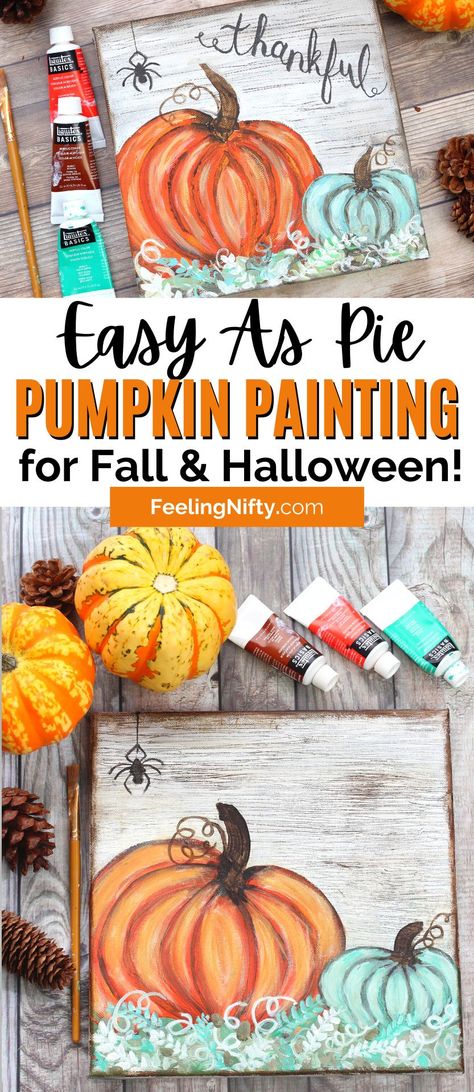 How To Paint A Pumpkin On Canvas Easy, Kids Fall Paintings On Canvas, Acrylic Painting Pumpkins Fall, Paint A Pumpkin On Canvas, Diy Pumpkin Painting Canvas, How To Paint Pumpkins On Wood, Pumpkin Paint And Sip Ideas, Fall Paint And Sip Ideas Easy, How To Paint A Pumpkin Step By Step