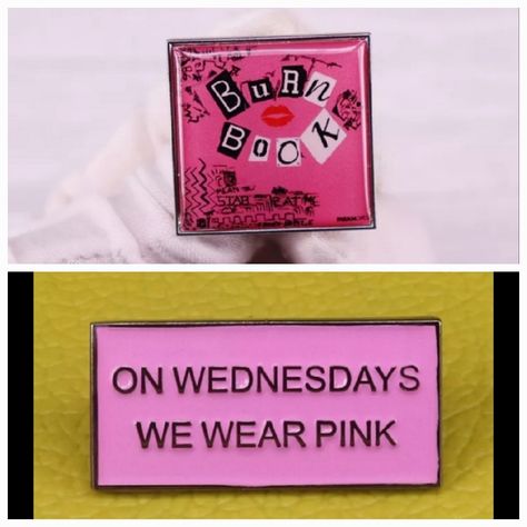 Set Of 2 Mean Girls Pins Includes: - 'On Wednesdays We Wear Pink!' Pin Apprx 1.5 X 1 In -Burn Book Mean Girls Pin / Lapel Brooch Apprx 1.2 X 1.2 Inches Perfect Gift To Yourself Or A Mean Girls Fan! Tags: Y2k, Movie, Film, Classic, Comedy, Funny, Drama, Dramedy, Pop Culture, Regina George, Lindsay Lohan, Rachel Mcadams, Retro, Accessories, Costume, Cosplay, Halloween, Kawaii, Edgy, Femme Fatale, Feminine, Girly, Campy, Friends, Vintage, Hello Kitty, Rave, Party, Punk, Dolls Kill, Novelty, Comedic Vintage Hello Kitty, Friends Vintage, Wednesdays We Wear Pink, Lapel Brooch, Burn Book, Rave Party, Retro Accessories, Regina George, Girls Pin